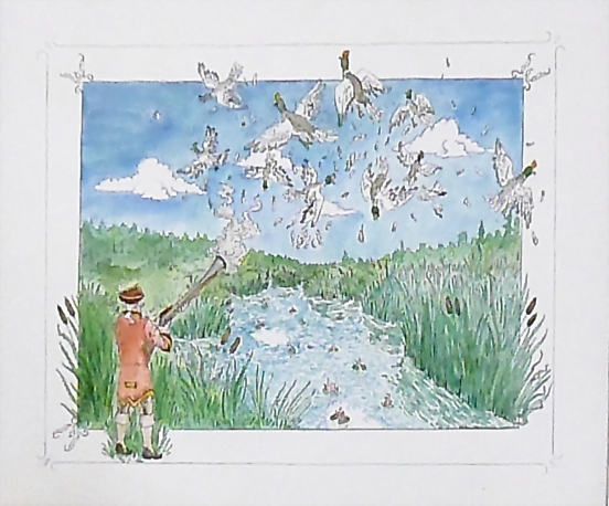 Крусь Сергей, "Барон Мюнхаузен", раб. №2, бум., акв, гел. ручка